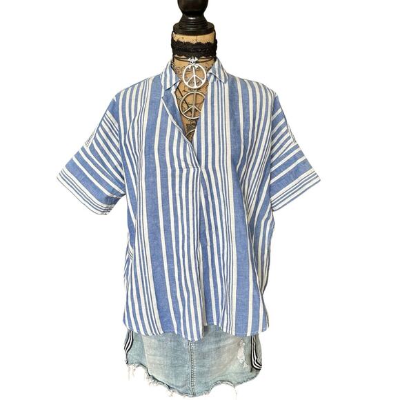 MADEWELL women's Linen Cotton blend striped blouse - SMALL - Picture 2 of 15